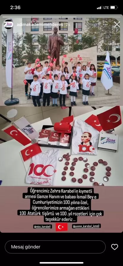 Başkan Adayı İsmail Karabel, Cumhuriyet'in 100. Yılı etkinlikleri kapsamında Gaziemir ve Menderes'teki okulları ziyaret ederek öğrencilere Atatürk baskılı tişörtler ve rozetler hediye etti