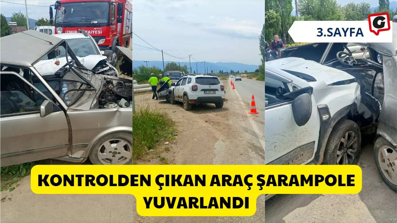 Kontrolden çıkan araç şarampole yuvarlandı