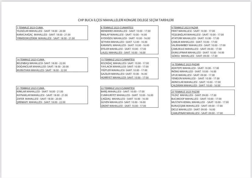 CHP Buca’da delege seçimleri 7 Temmuz Cumartesi günü başlıyor.
