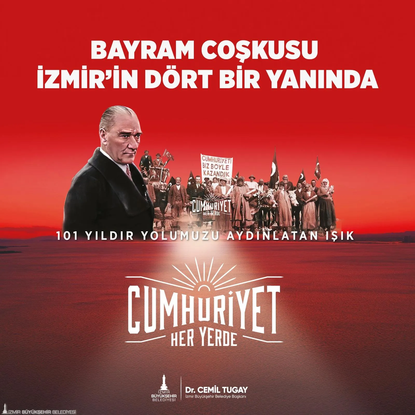 İzmir Büyükşehir Belediyesi, Cumhuriyet Bayramı’nın 101’inci yıl kutlamalarını “Cumhuriyet her yerde” sloganıyla tüm şehre yayacak. 