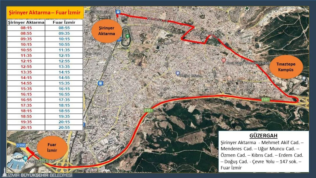 ESHOT, fuar süresince mevcut hatlara ek seferler düzenleyerek kitapseverleri fuara taşıyacak. Bornova Metro ve Buca Şirinyer aktarma merkezlerinden de geçici servisler hizmet verecek.