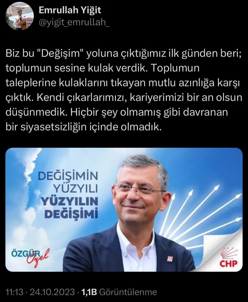 Tam bir yıl önce, CHP 38. Olağan Kurultayı'nda Özgür Özel'in genel başkan seçilmesiyle sonuçlanan Değişim Hareketi, salonu coşkuyla doldurdu.