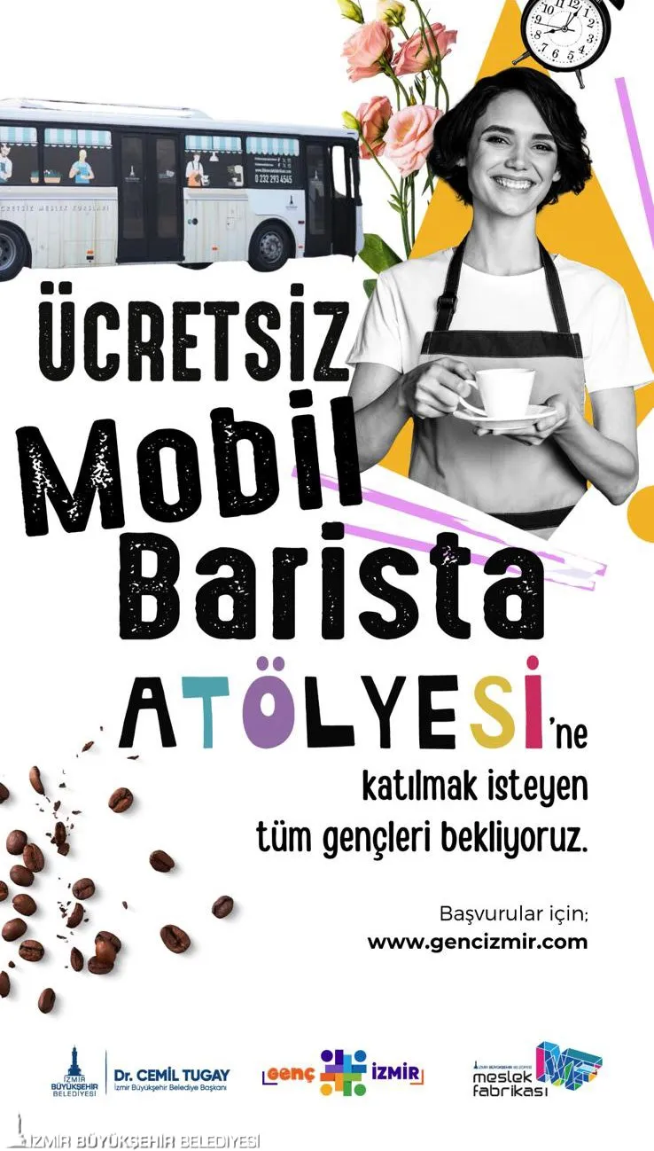 İzmir Büyükşehir Belediyesi, gençlerin istihdama katılımını artırmak amacıyla başlattığı Mobil Barista Otobüsü projesiyle gençlere ücretsiz barista eğitimi veriyor.