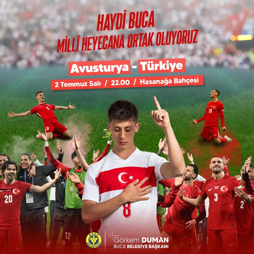 Buca Belediyesi, futbolseverleri yarın akşam saat 22.00'de Avusturya ile karşılaşacak olan A Milli Futbol Takımı'nı dev ekranda desteklemeye davet ediyor.